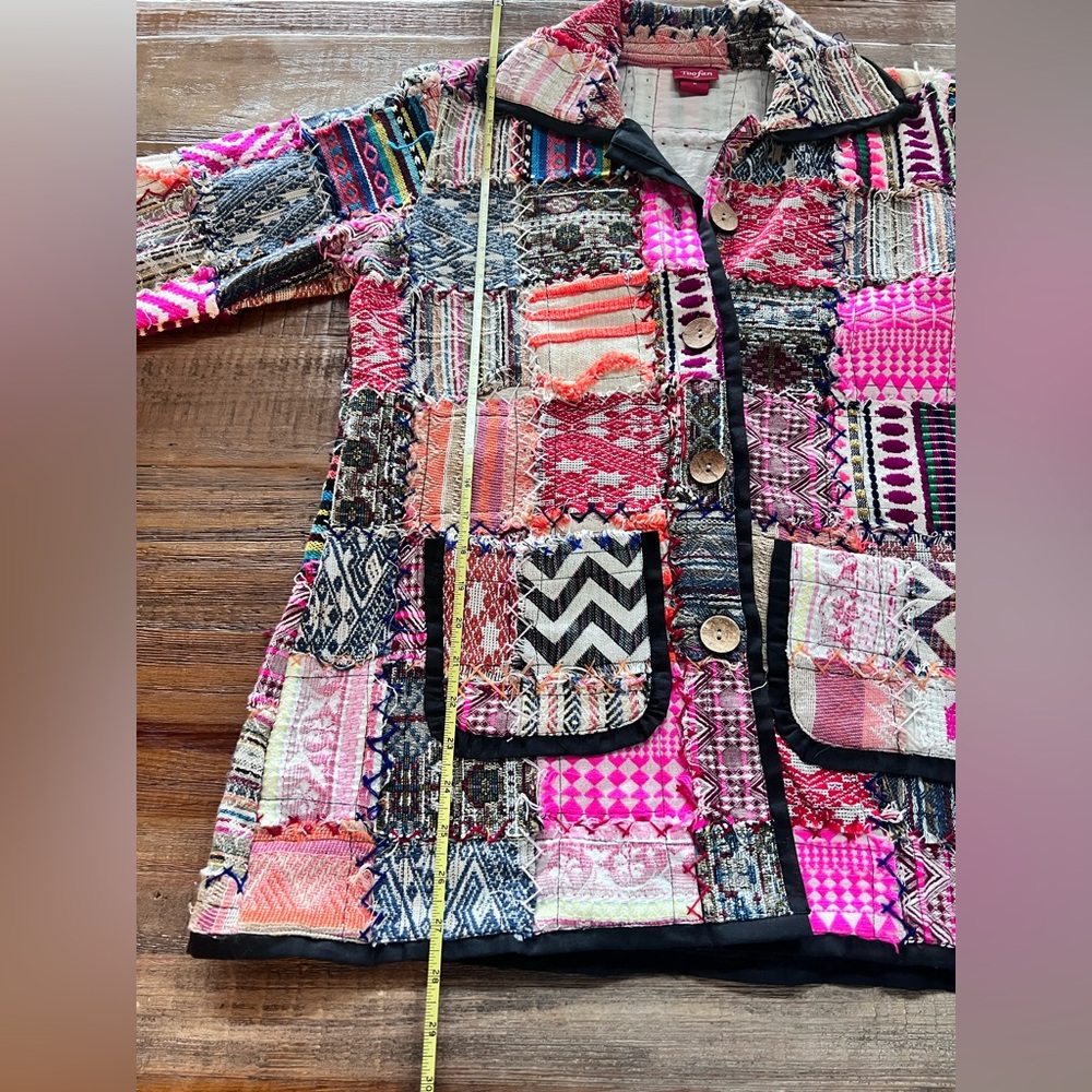 TooFan Patchwork Quilted Jacket | 100% Cotton | Wood Buttons | Medium - Picture 11 of 11